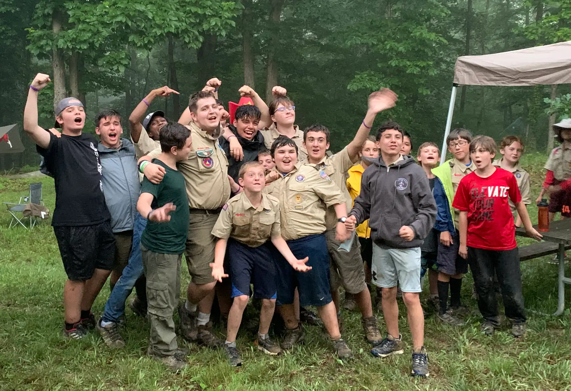 Summer campers cheering