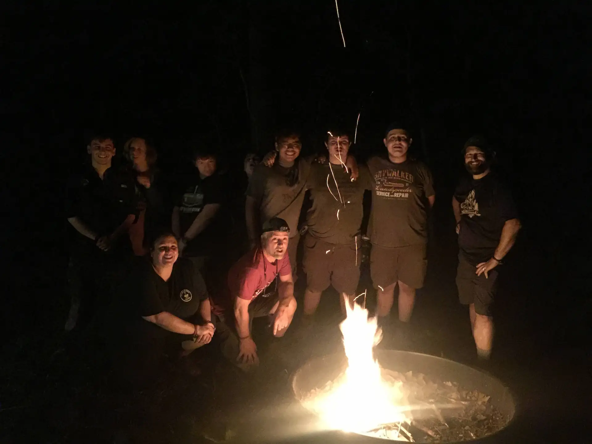 Scouts around campfire