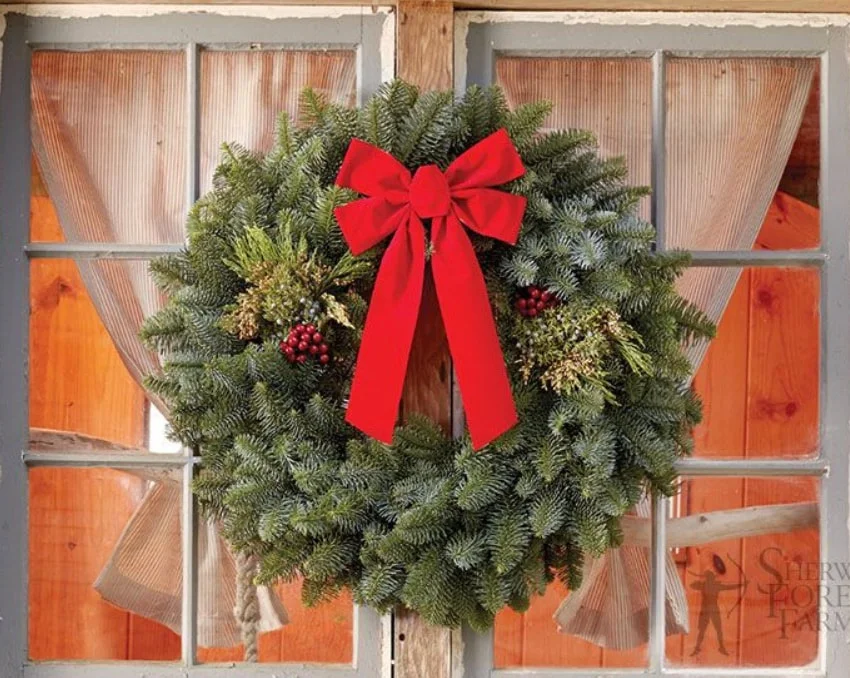 Wreath with red bow